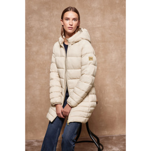 Cappotto Corinne beige ultralight con cappuccio e logo Polo Club