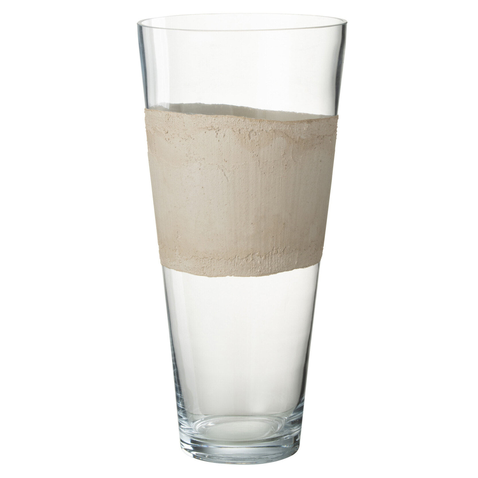 J-Line vase Delph - verre - transparent/beige - medium - 45 cm de hauteur