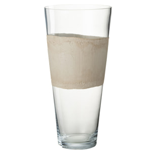 J-Line vase Delph - verre - transparent/beige - medium - 45 cm de hauteur