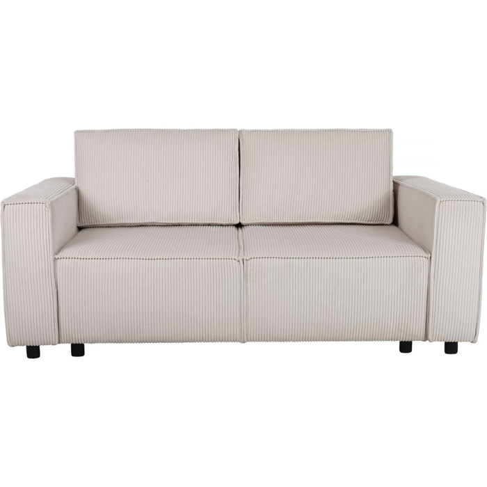 Canapé droit convertible en velours côtelé "Montaigne S" - 2 places - Beige