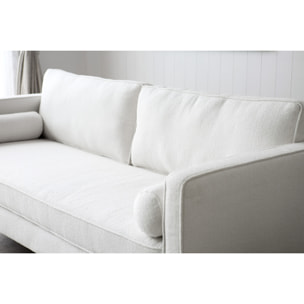 Canapé 3 places blanc bouclette et pieds métal SUN