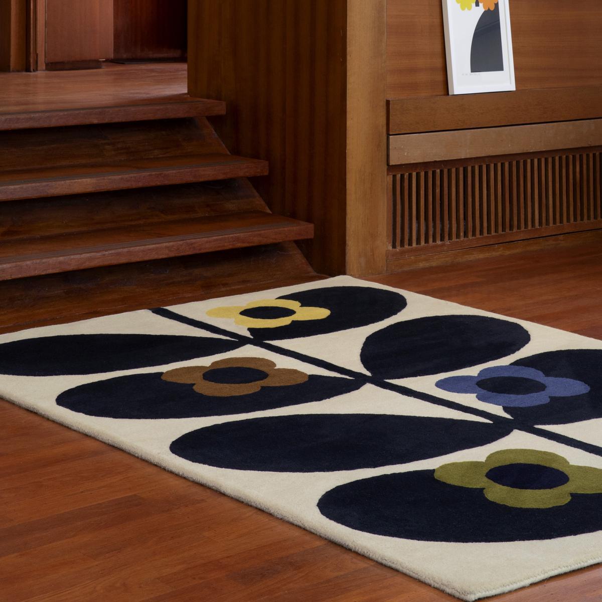 Tapis salon et chambre fait main en laine motif floral ZASO