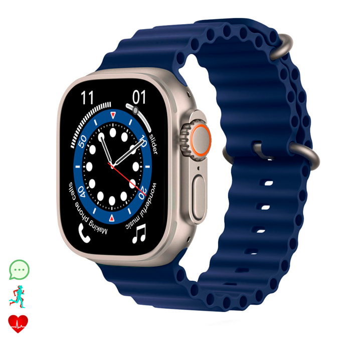 Smartwatch S9 Max, display da 2.2", modalità sportive, monitor della salute, corona multifunzionale e pulsante di accesso rapido configurabile.