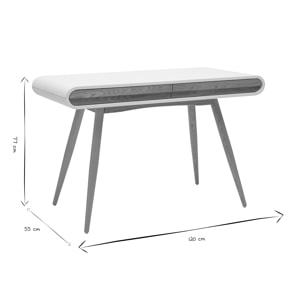 Bureau avec rangements 2 tiroirs scandinave bois clair et blanc L120 cm BJORG