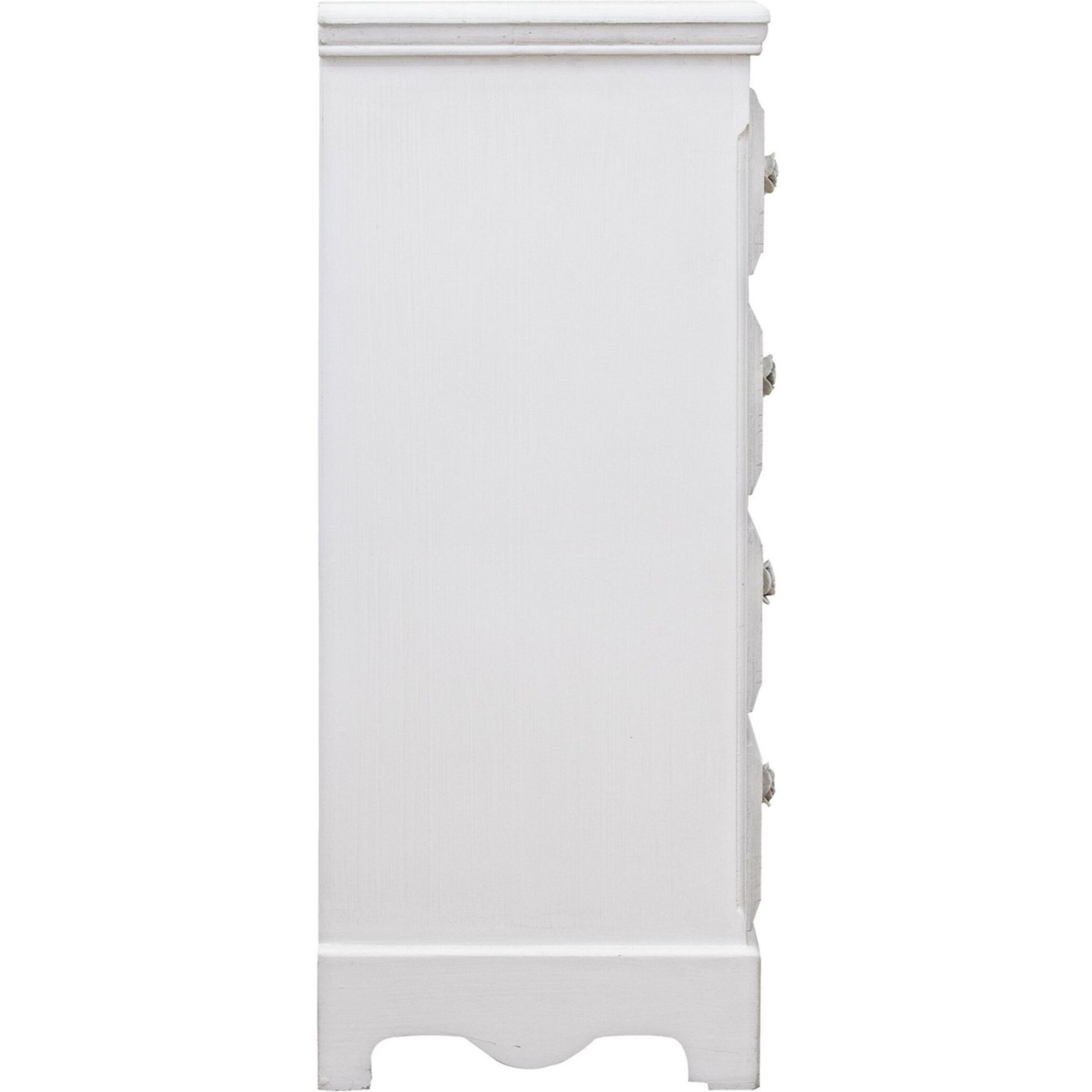 Cassettiera BLANC in legno bianco e 4 cassetti effetto decapato, 40x36x76 cm