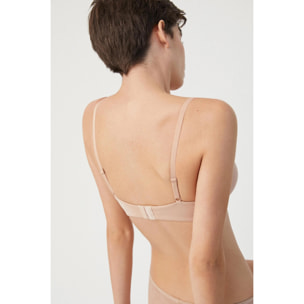 Reggiseno imbottito con ferretto in pizzo beige, coppe B e C