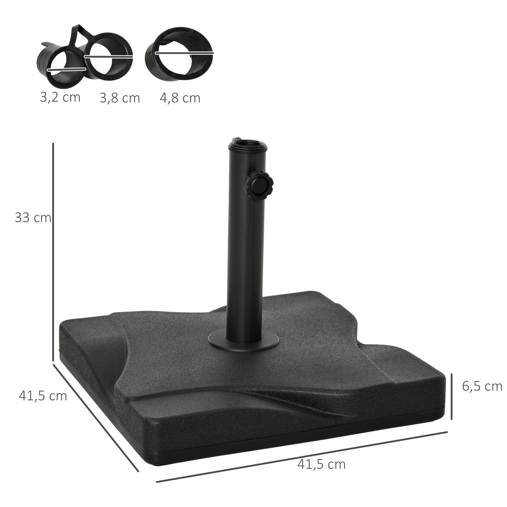 Base Para Parasol Poste Para 30mm 35mm 38mm Negro
