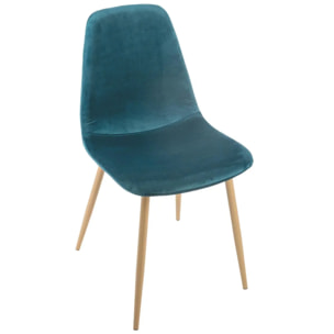 Chaise "Roka" velours bleu canard