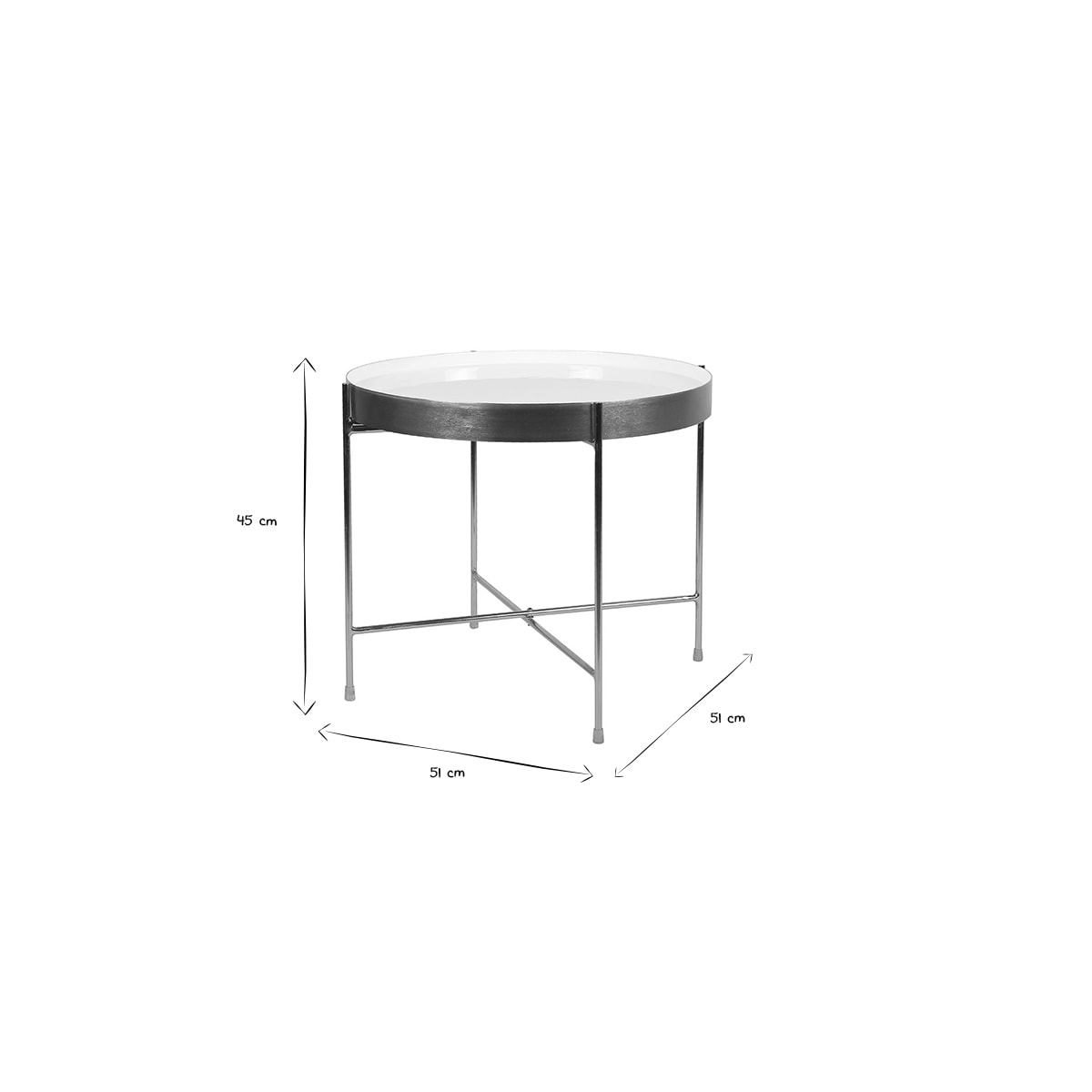 Table d'appoint avec plateau réversible bleu canard / blanc D51 cm SATEEN