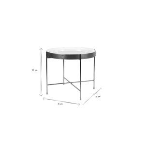 Table d'appoint avec plateau réversible bleu canard / blanc D51 cm SATEEN