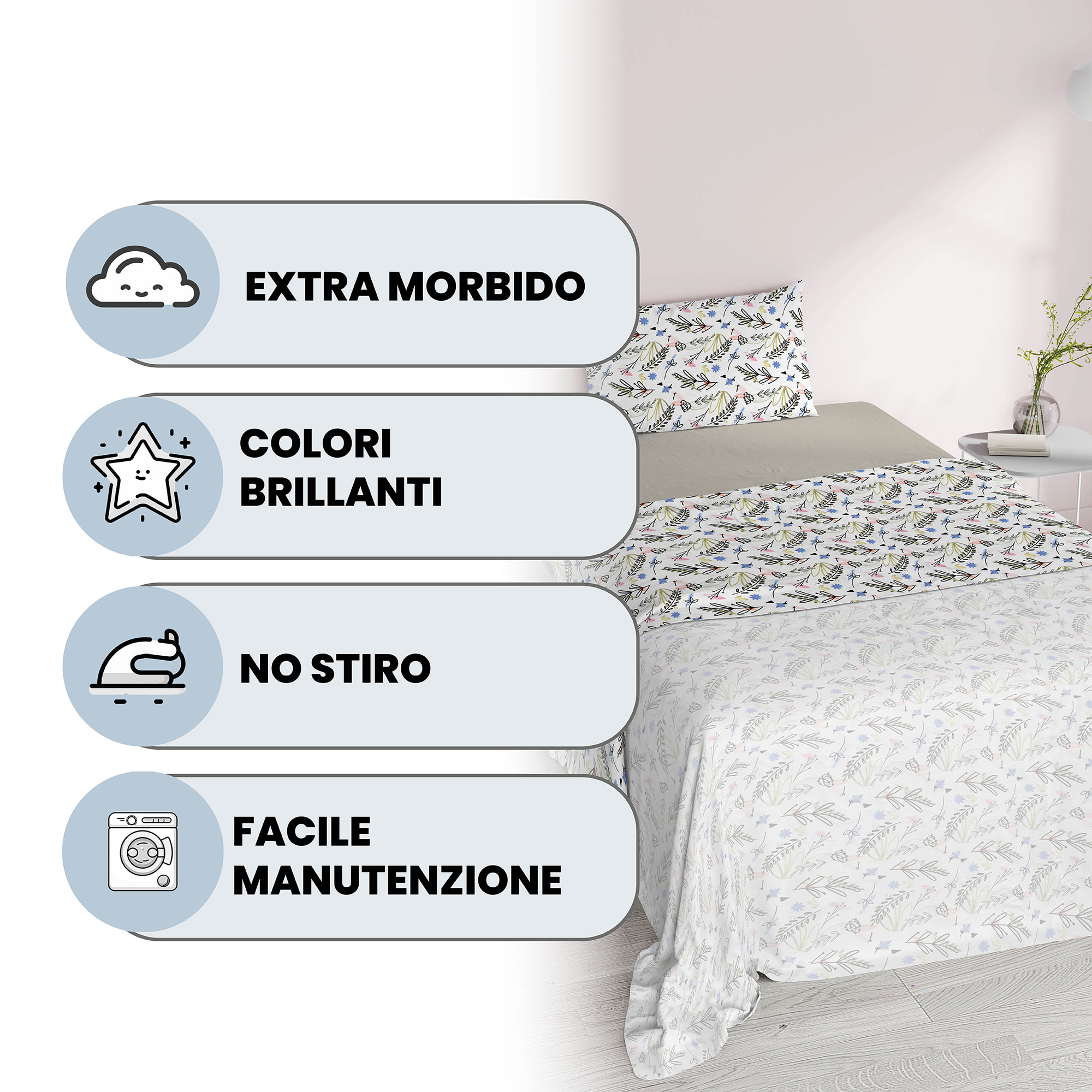 COMPLETO LETTO FANTASY PIAZZA E MEZZA - 100% MICROFIBRA