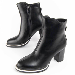 Botín De Tacón - Negro - Altura: 8 Cm