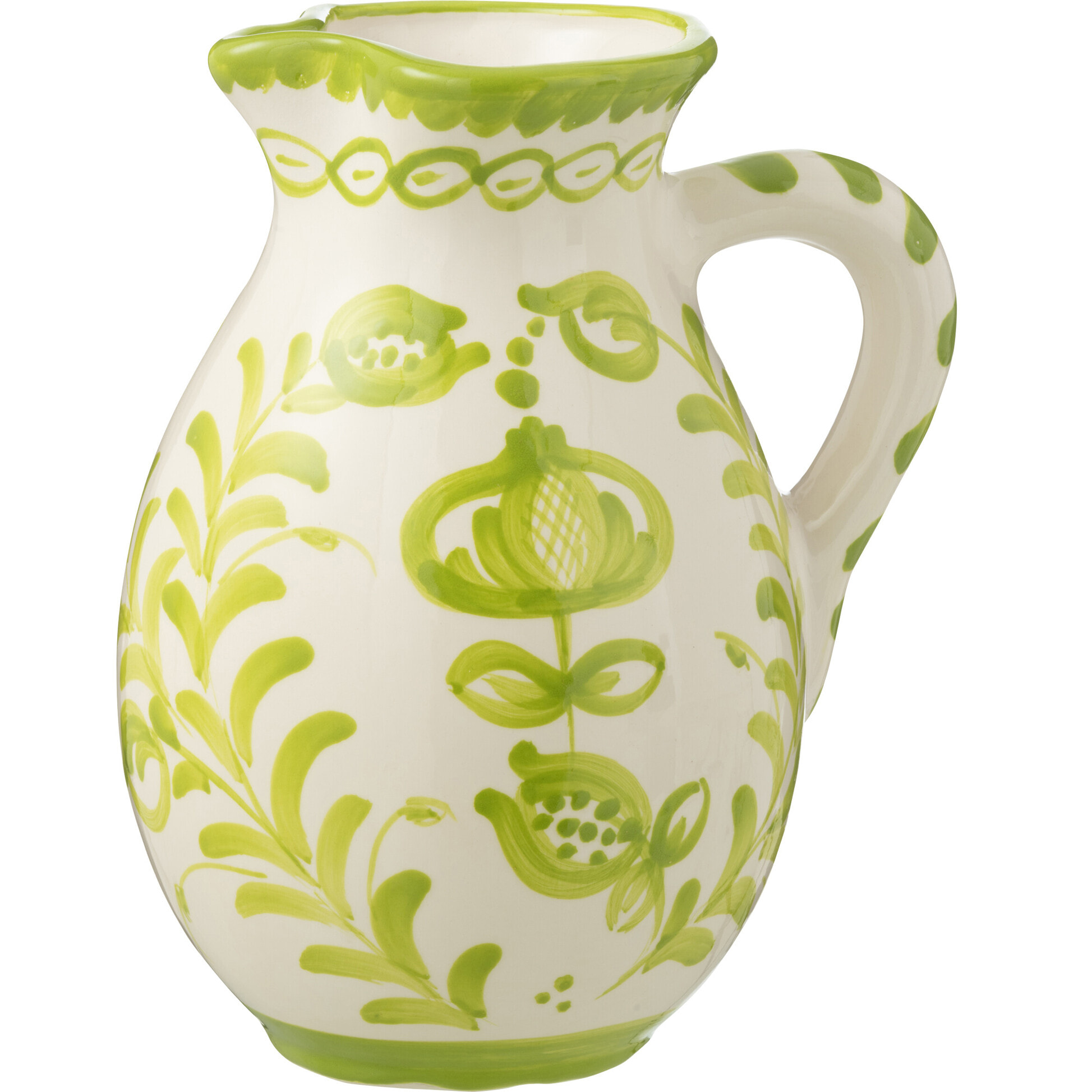 J-Line cruche Granada - céramique - blanc/vert - large