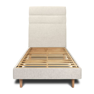 Lit avec tête de lit bandes horizontales tissu et sommier kit Ep14