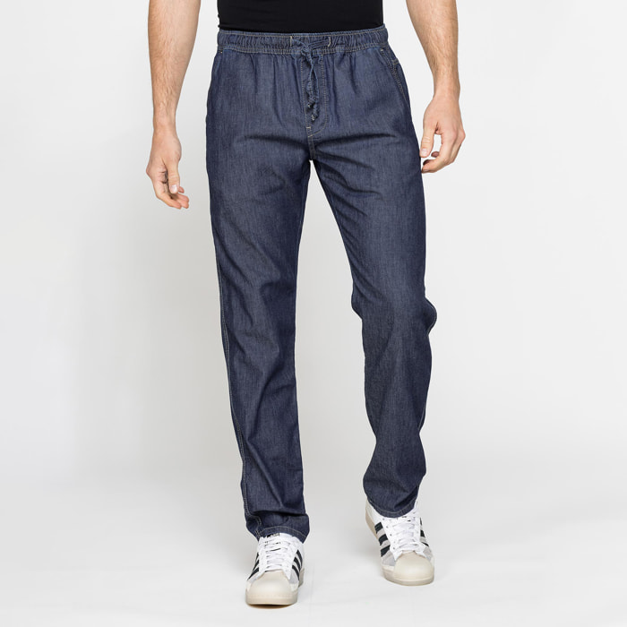 JOGGER JEANS IN DENIM LEGGERO CON ELASTICO IN VITA
