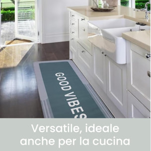 Tappeto Bagno, Tappeto Doccia Antiscivolo, Assorbente, Lavabile, 50x140 cm, Tappetino Magico per Bagno e Cucina. Modello: Good Vibes