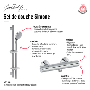 Mitigeur thermostatique douche avec set de douche Jacob Delafon Simone