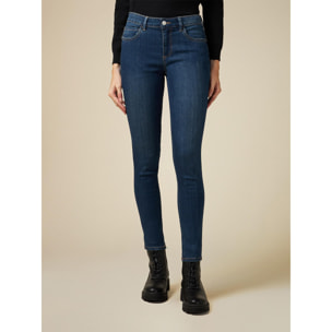 Oltre - Jeans skinny eco-friendly con bottone gioiello - Blu