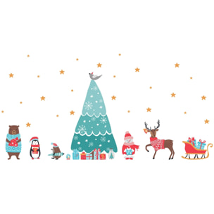 Stickers Noël animaux joyeux - Autocollants stickers adhésifs noël - décoration fêtes