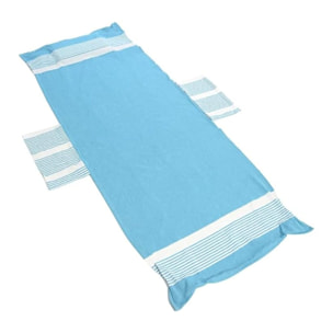 INTRECCI Telo Mare Lettino in Cotone con Tasche ed Elastici, Ultra assorbente Lettino Spiaggia con Cuscino (Turchese)