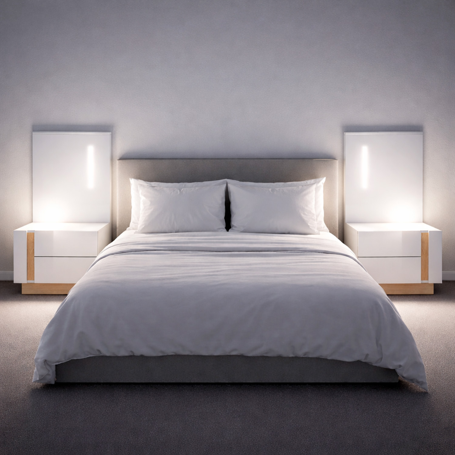 Set Due Comodini Moderni Con Due Cassetti Scorrevoli Salvaspazio Per Camera Da Letto Design Nordico 60 x 102 x 38.4 Cm Bianco E Rovere