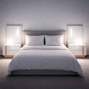Set Due Comodini Moderni Con Due Cassetti Scorrevoli Salvaspazio Per Camera Da Letto Design Nordico 60 x 102 x 38.4 Cm Bianco E Rovere