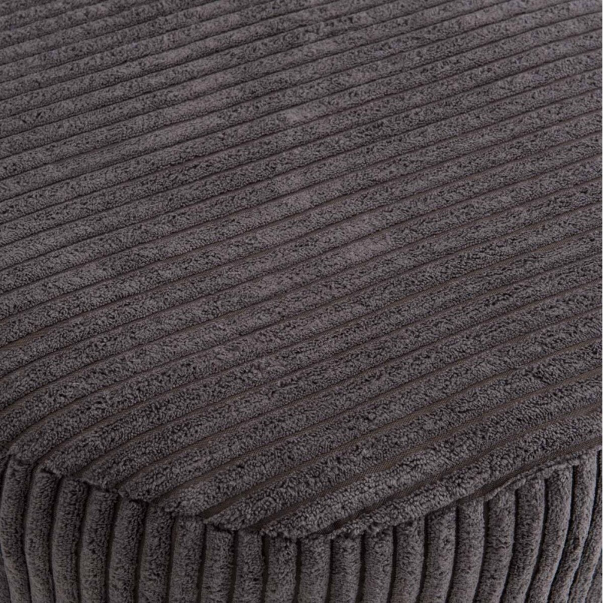 AGATHE - Tabouret rond 36x36cm tissu velours côtelé gris anthracite pieds métal