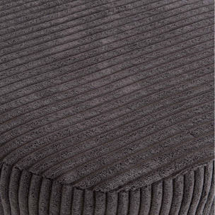 AGATHE - Tabouret rond 36x36cm tissu velours côtelé gris anthracite pieds métal