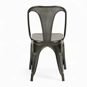 Pack 4 chaises industrielles en métal gris - Indus
