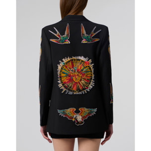 PHILIPP PLEIN Boyfriend's Fit Blazer Tattoo Patches