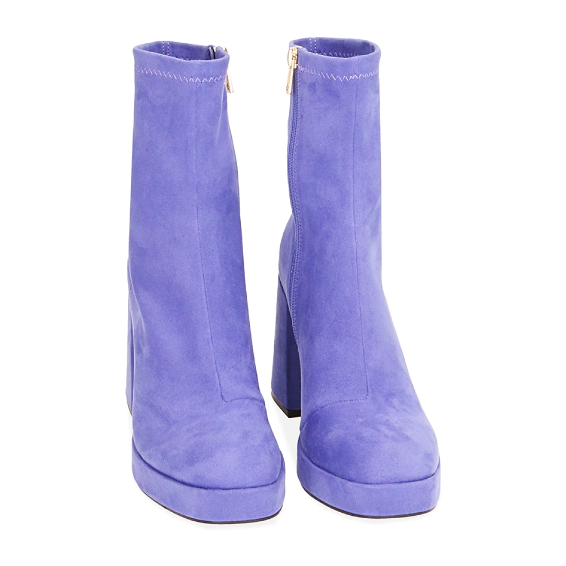 Ankle boots platform viola in microfibra, tacco 9,5 cm
