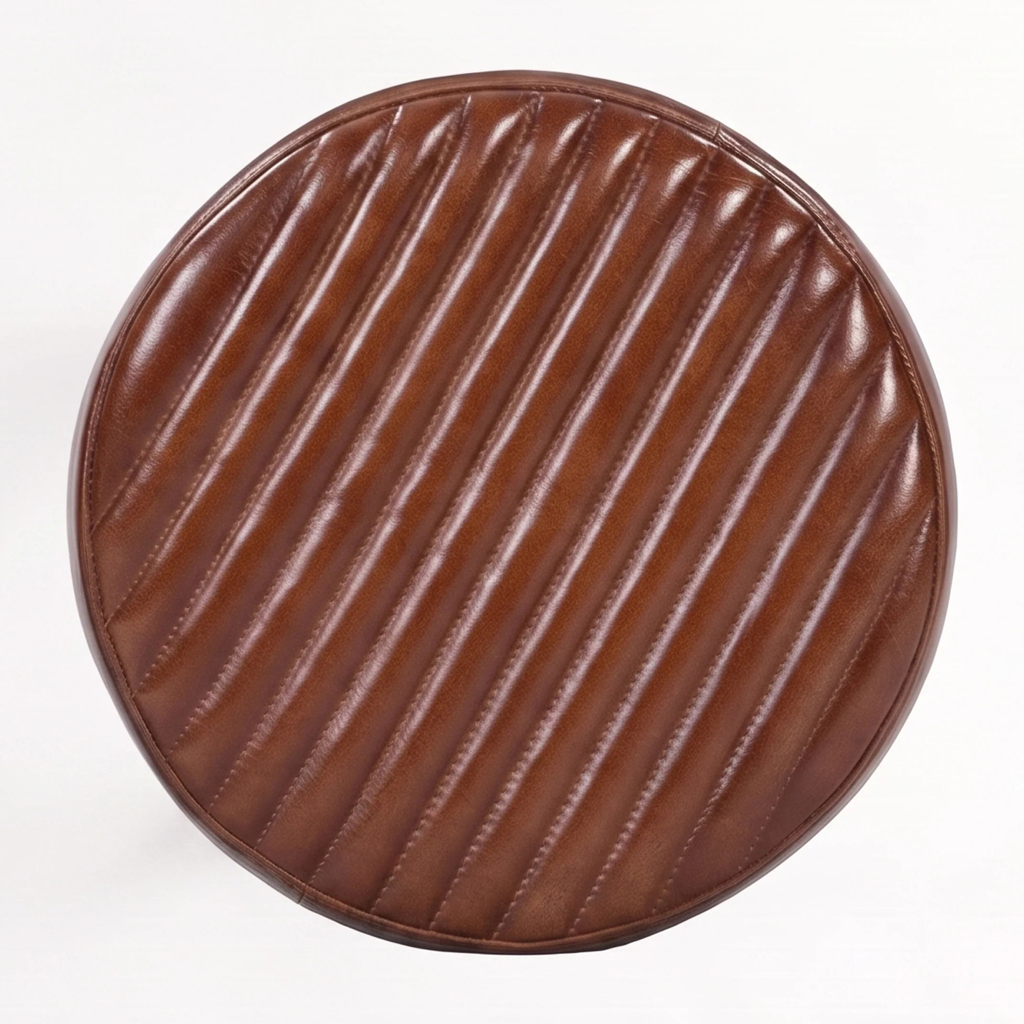 Tabouret pour îlot central 65 cm en cuir de buffle marron foncé - Lucien