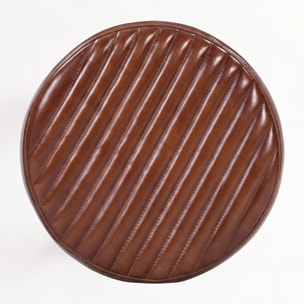 Tabouret pour îlot central 65 cm en cuir de buffle marron foncé - Lucien