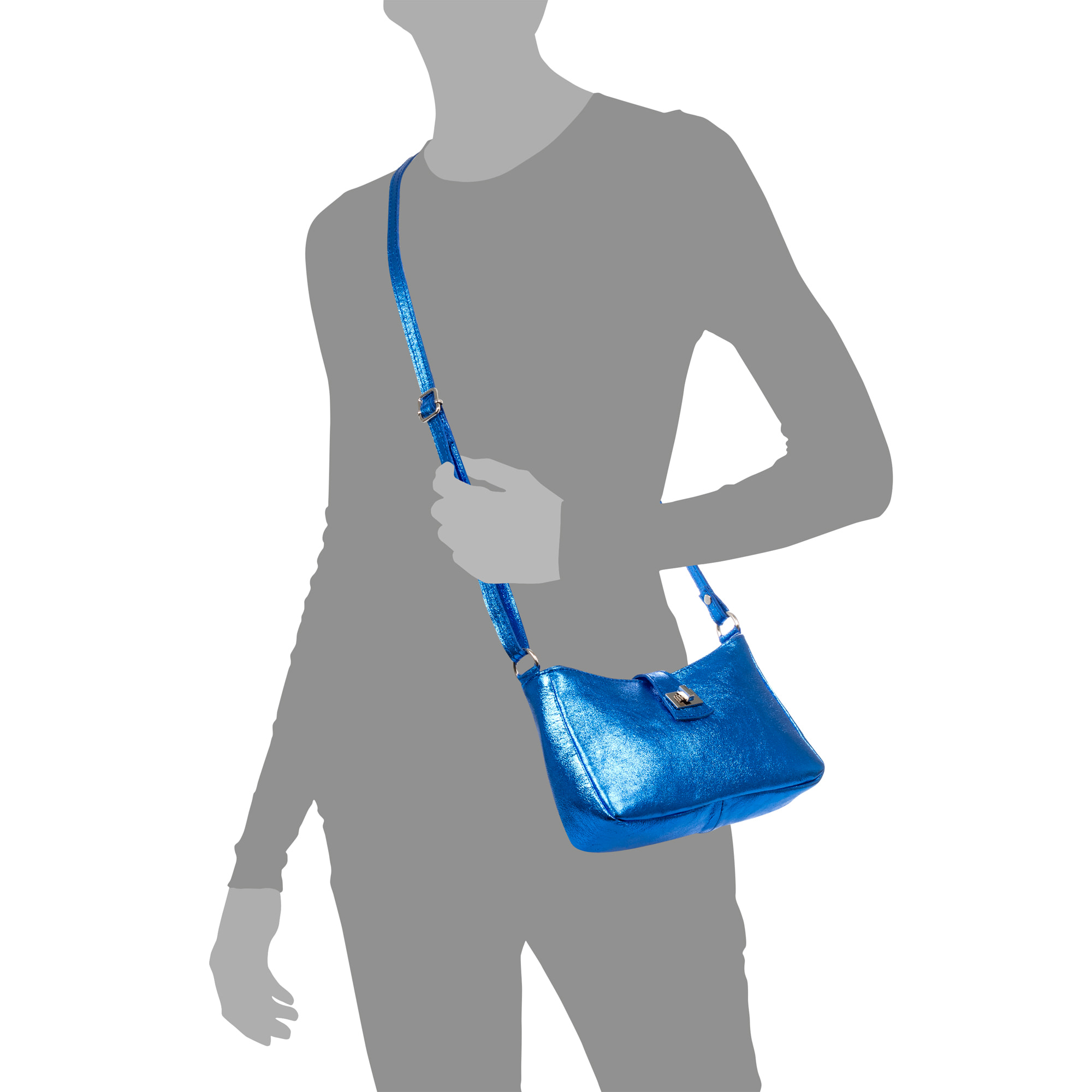 Borsa a tracolla da donna Arsoli. Vera pelle. Camoscio laccato lucido.