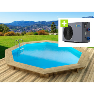 Piscine bois " Verona " - 5.10 x 1.20 m + Pompe à chaleur - Puissance 6.1 kW