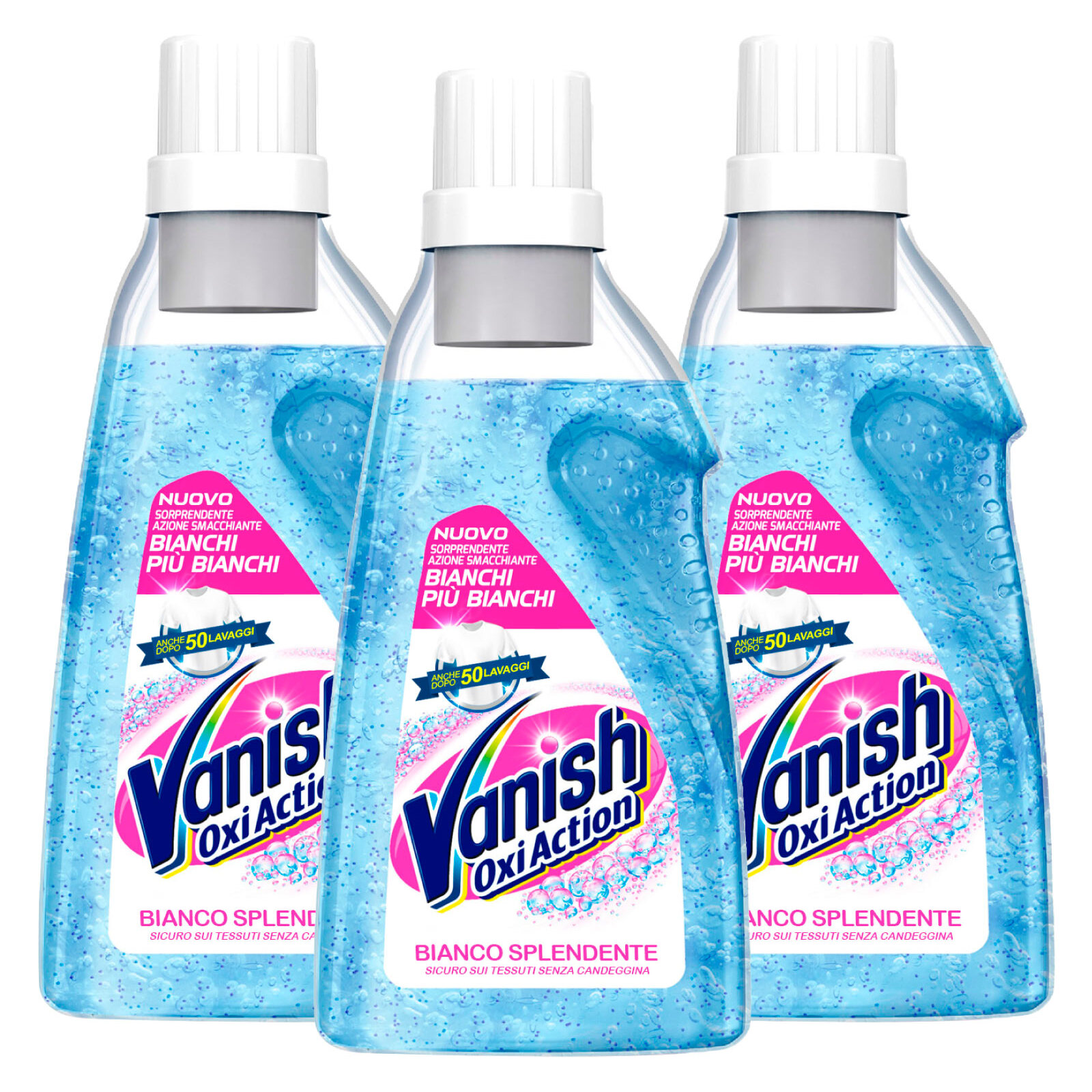 3x Vanish Bianco Splendente Smacchiatore e Sbiancante Gel - 3 Flaconi da 750ml