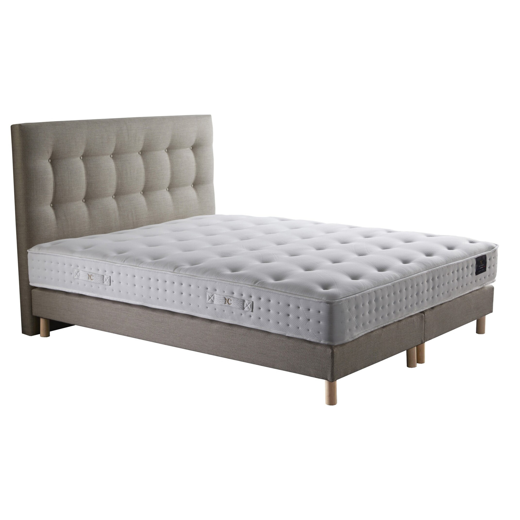 Ensemble matelas latex naturel, CLARTE + tête de lit capitonnée + sommier 11 cm