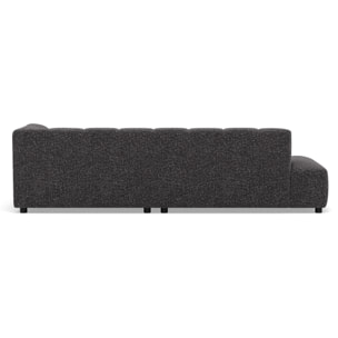 Curtis - canapé d'angle droit 4 places sans accoudoir en tissu texturé - Gris foncé