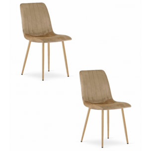 Set di 2 sedie LAVA in velluto marrone con gambe effetto legno