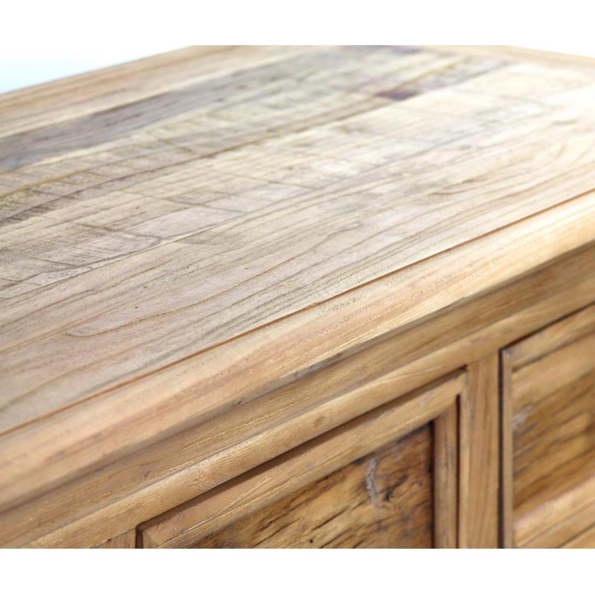 Credenza buffet in legno di olmo, 4 ante in acciaio e 4 cassetti 210x45x87 cm