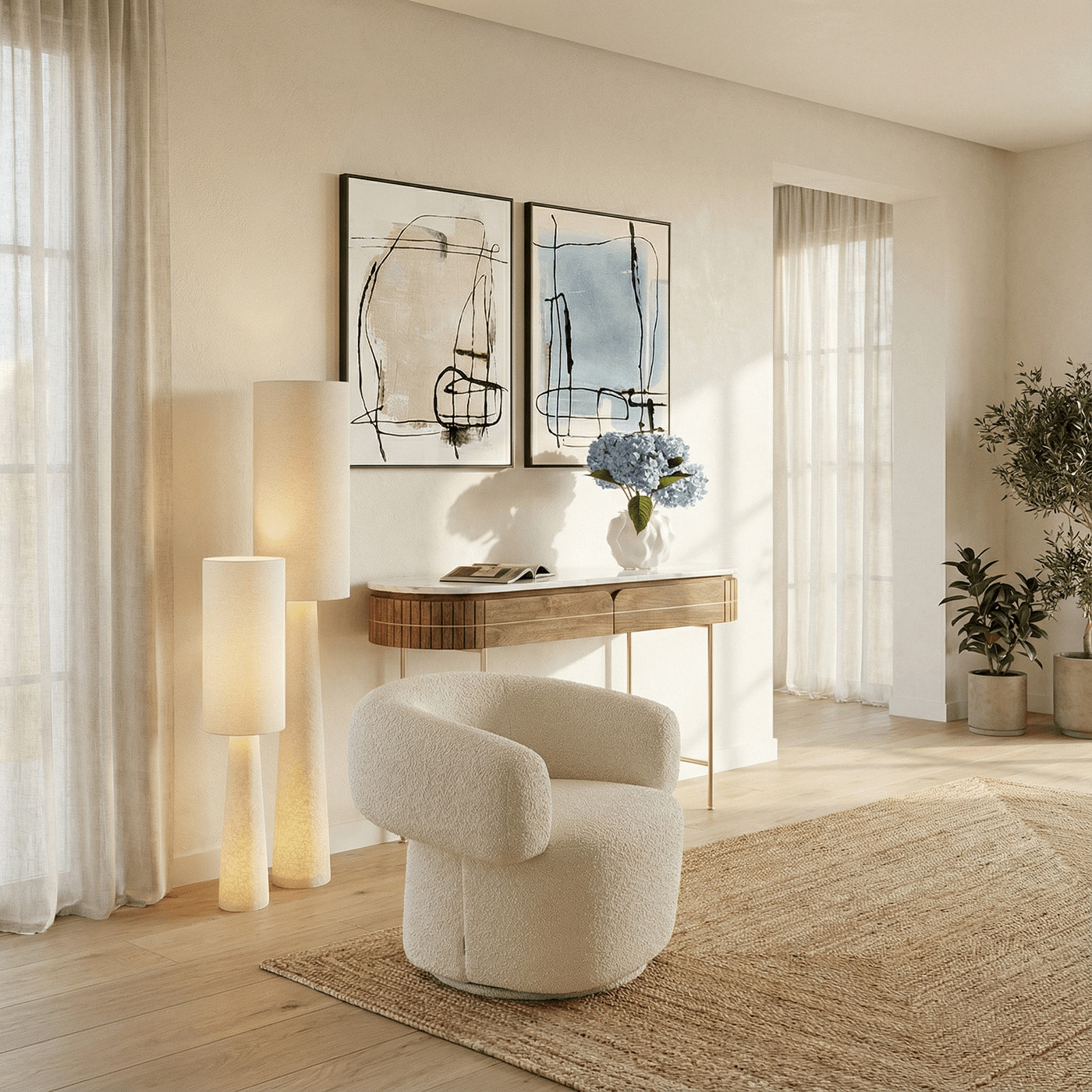 Peinture Frame Dust 75x55cm bleue Kare Design