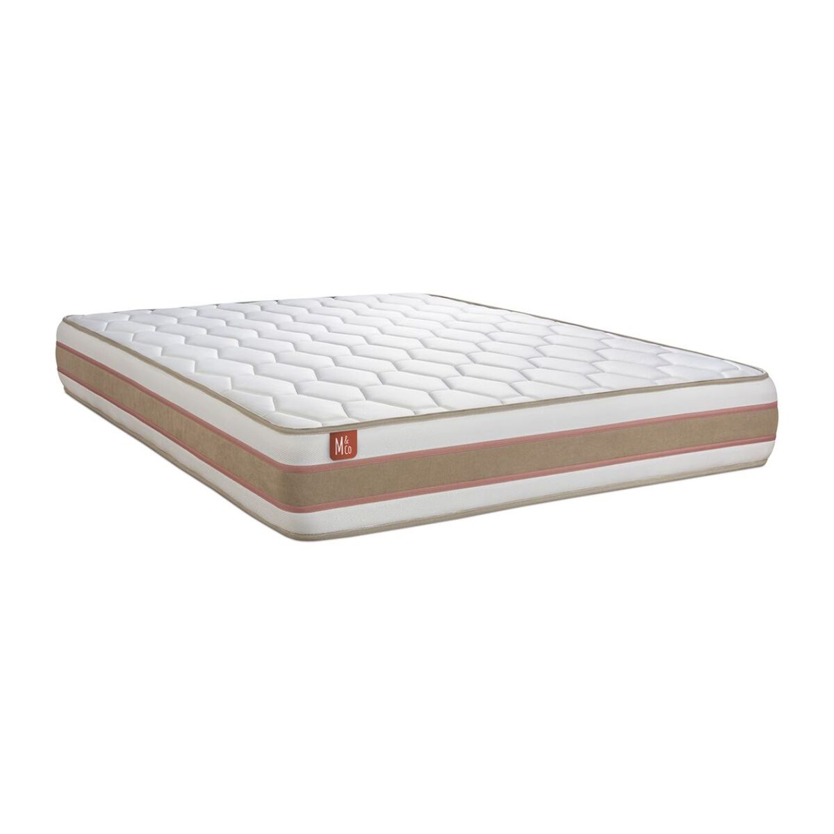 Ensemble Matelas Le Délicat - 26cm - Ressorts ensachés et mémoire de forme - Technologie hybride, fabrication responsable. - Sommier Tapissier Beige