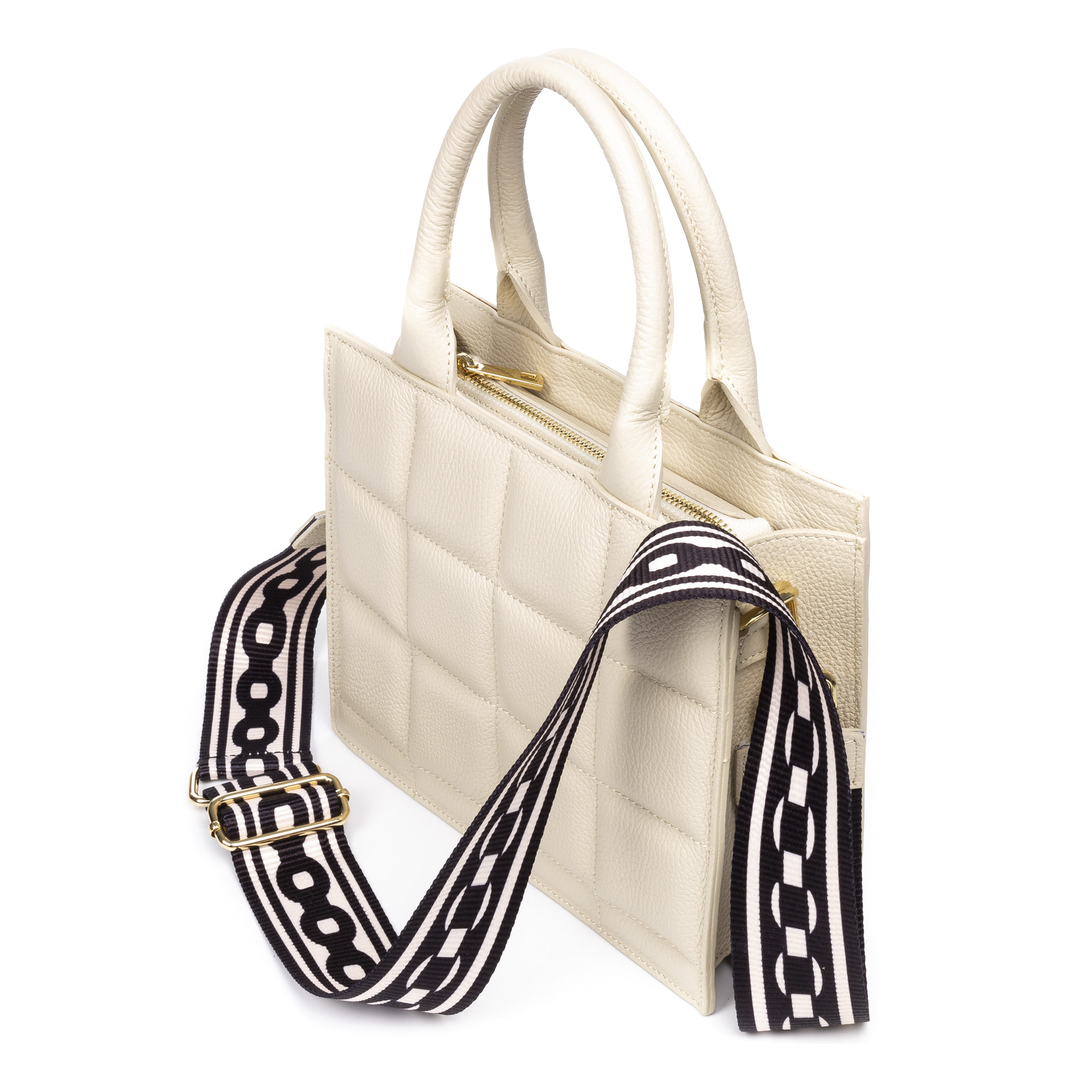 Albino borsa tote da donna. Pelle autentica finitura Dollaro trapuntata.