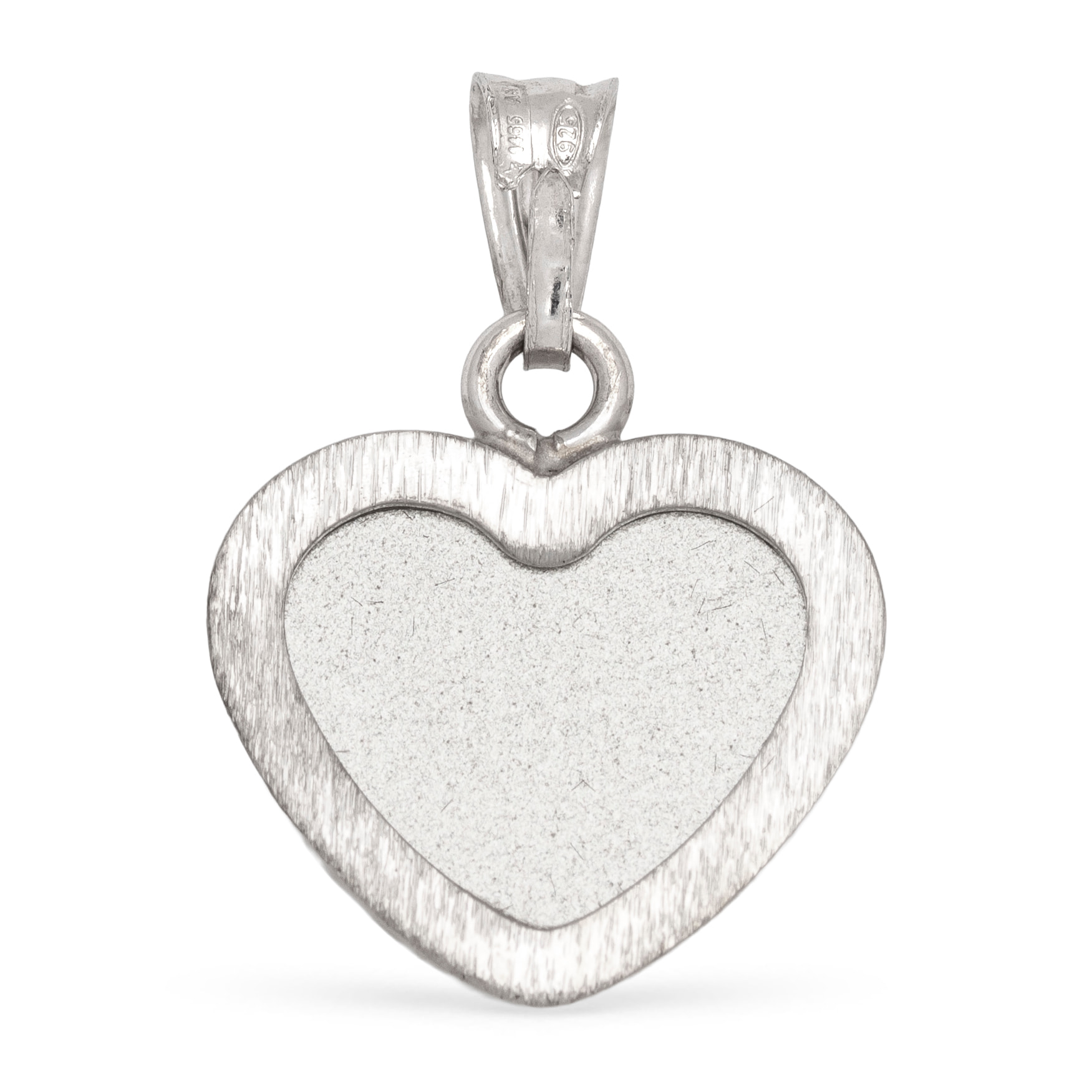 Colgante Plata de Ley 925. Corazón con brillante de piedra natural ornamental forma poligonal