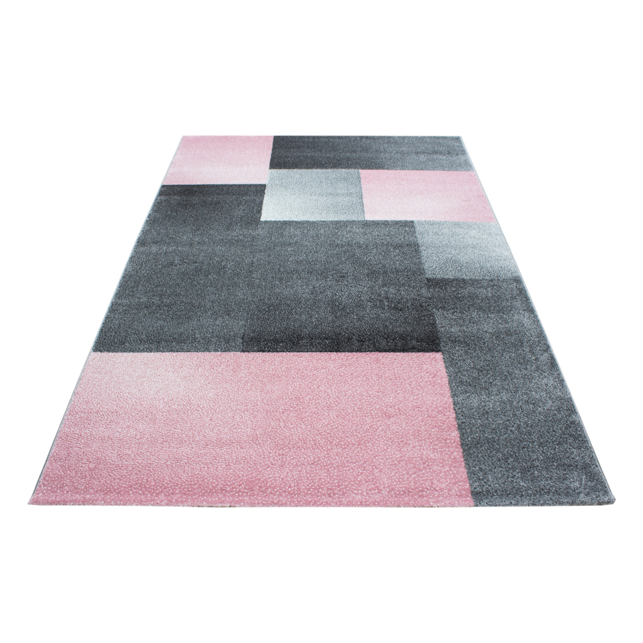 LUCCA - Tapis à poils ras à motif géométrique rose - LUC1810ROS