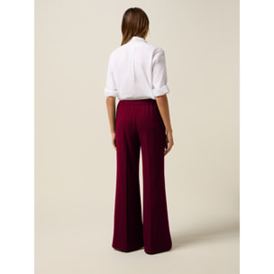 Oltre - Pantalones palazzo de tejido crepé - Burgundy