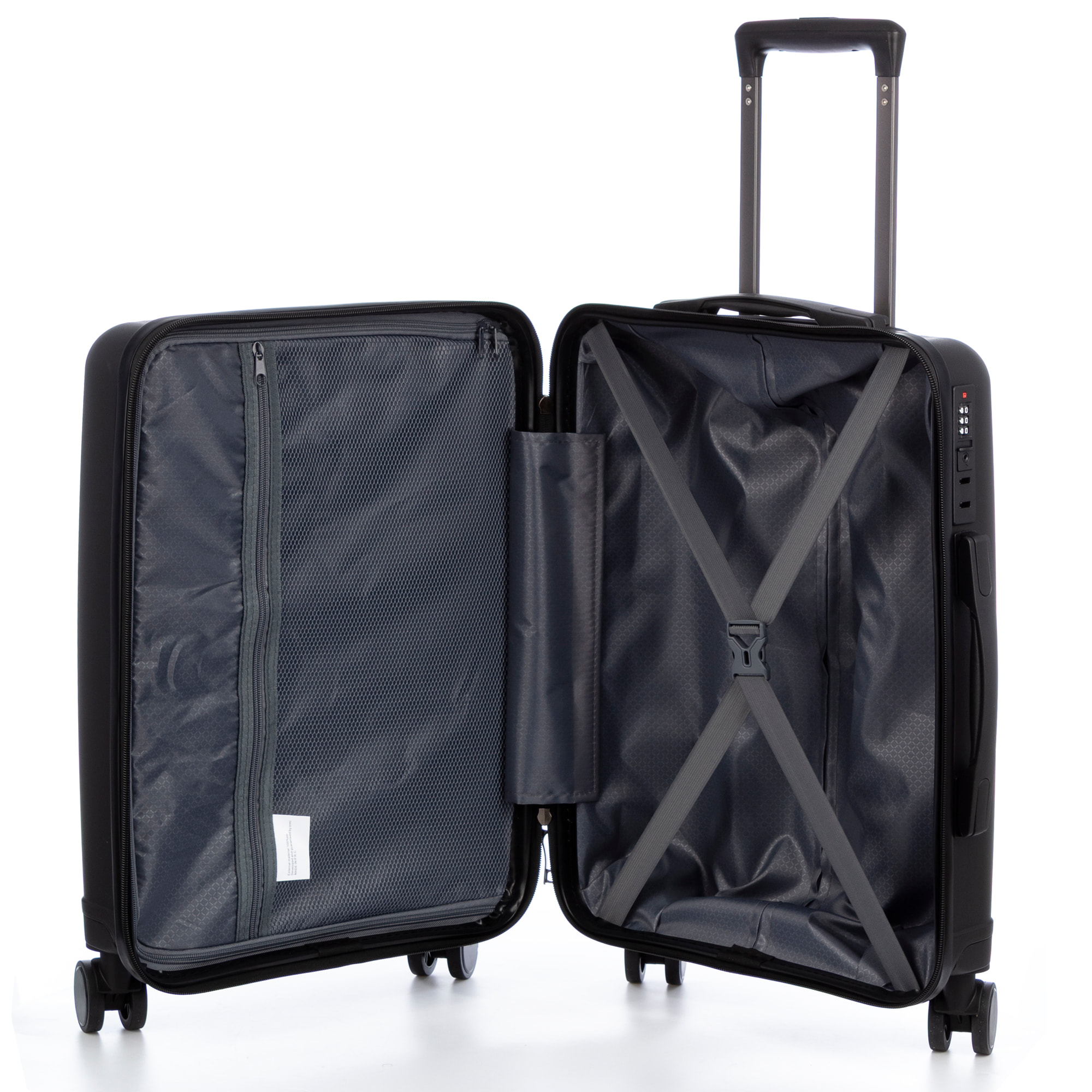 Set di 3 valigie Trolley, in materiale leggero PP resistente alle rotture. Serratura TSA a combinazione, 4 ruote doppie girevoli a 360°.