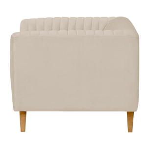 Fauteuil en velours beige et pieds en métal doré - Gatsby