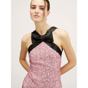 Motivi - Mini dress full paillettes con fiocco - Rosa