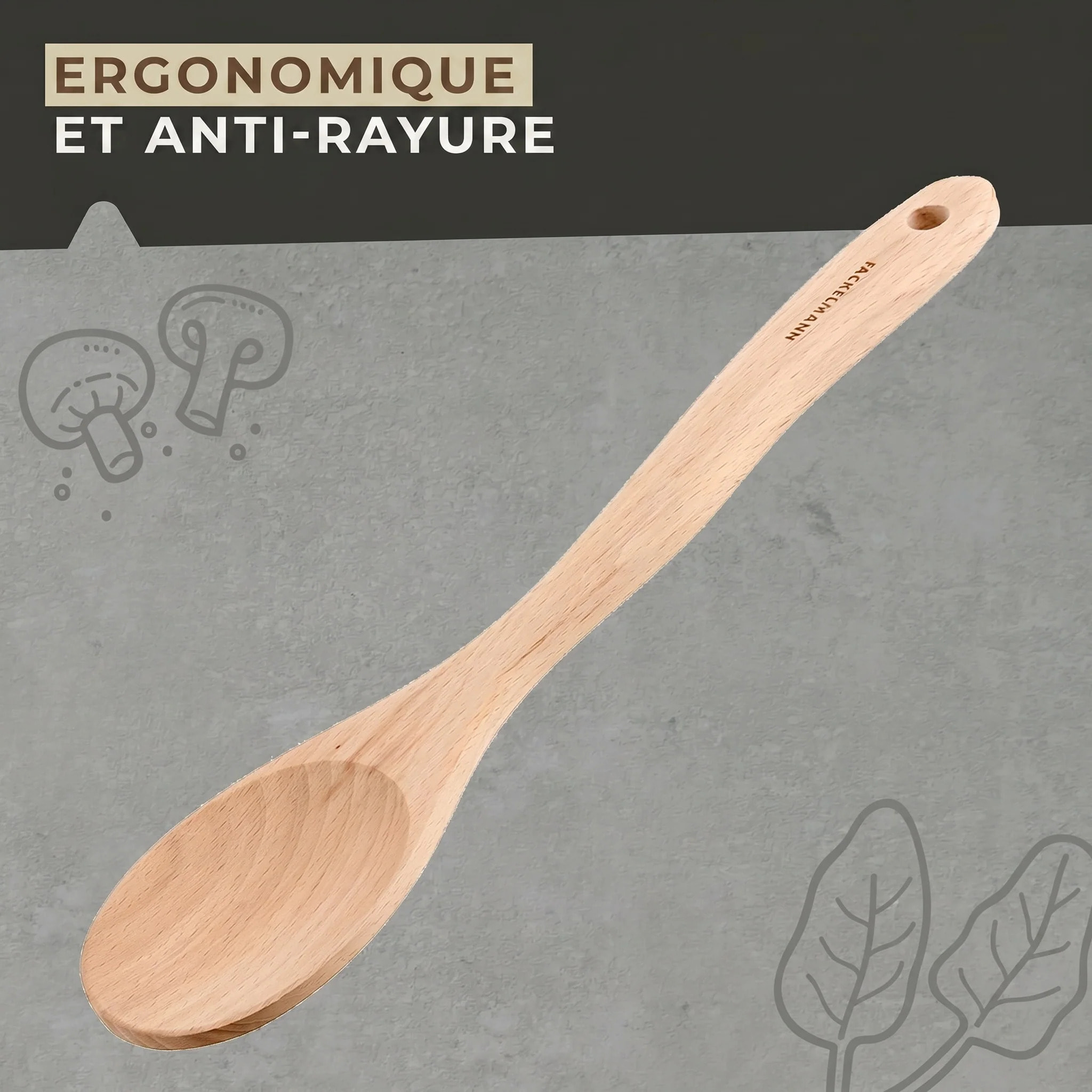 Cuillère de cuisine en bois FSC Fackelmann Nature